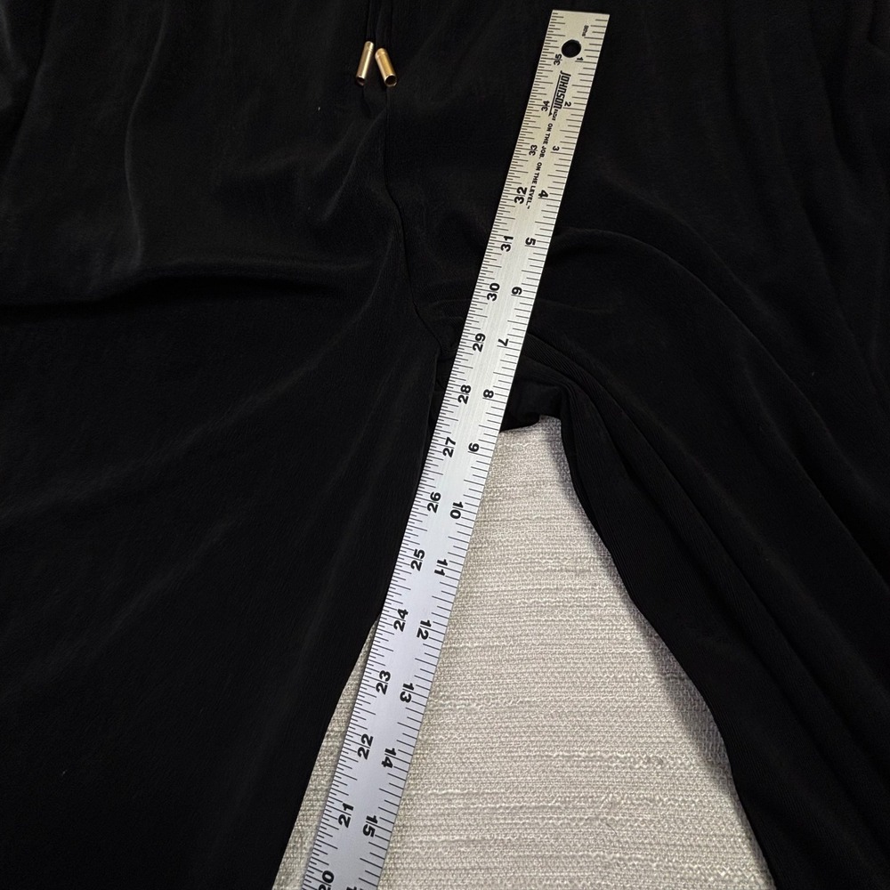 Chicos Black Wide Leg Knit Jumpsuit Drawstring Waist Short Sleeve Size 3 (XL)‎ - Picture 7 of 10